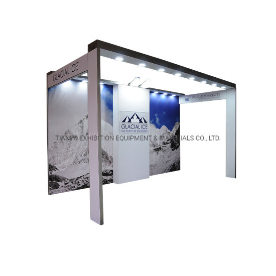 Customized portatile Exhibition Booth Sfondo del tessuto di tensionamento parete del banco di mostra per il commercio equo e solidale